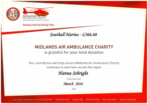 Midlands Air Ambulance Certificate 2016-1